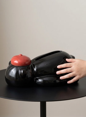 可爱小熊陶瓷桌面收纳盒摆件