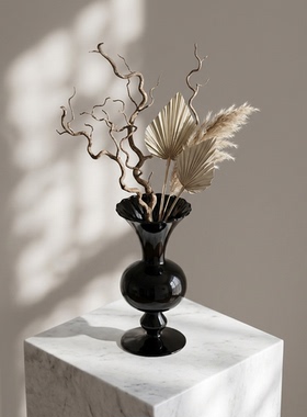 黑色玻璃简约花瓶家居摆件