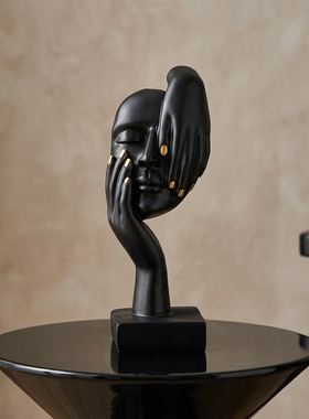 创意抽象人物头像黑树脂摆件