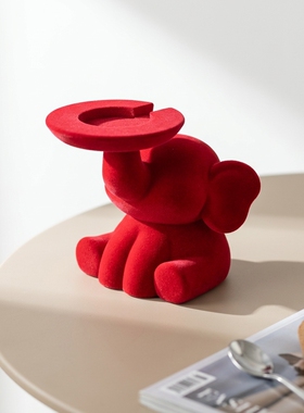 红色卡通动物造型可爱家居摆件