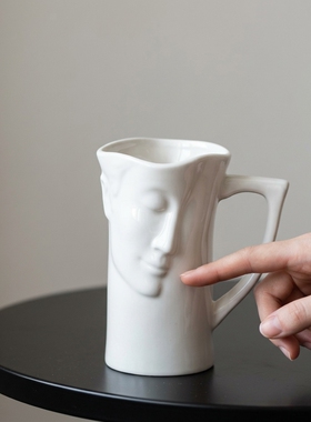 创意立体人脸陶瓷水杯家居摆件