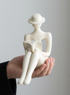 创意陶瓷白色简约人物雕塑摆件