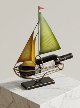 轻奢帆船造型金属酒瓶架摆件