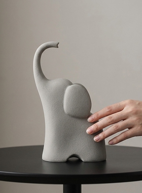 简约大象造型灰色家居摆件