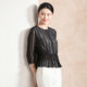 Mingshilu ສາມສ່ວນສີ່ແຂນ lace pullover ປອມສອງຕ່ອນ