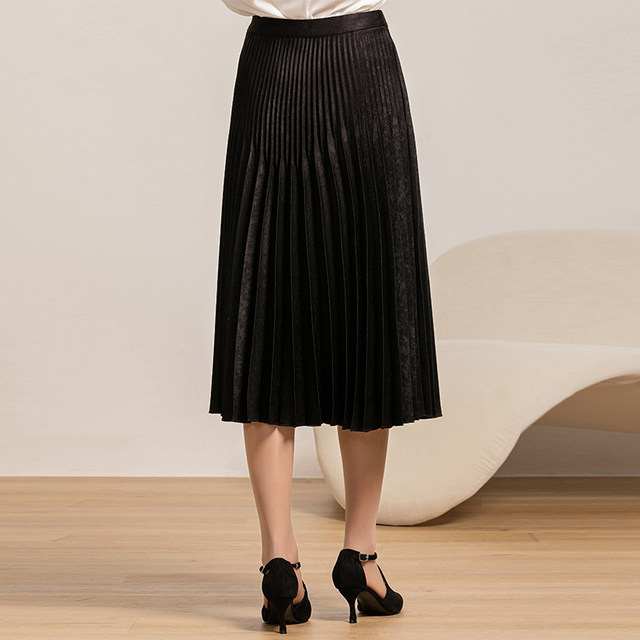 Famous teacher's midi skirt velvet pleated skirt