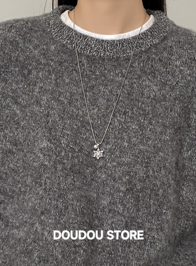 简约百搭雪花珍珠毛衣链项链女