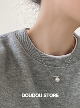 简约日常百搭银色珍珠项链