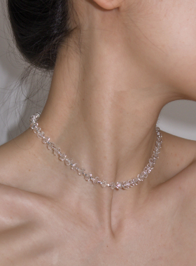 doudoustore天然刻面白水晶项链