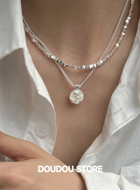 doudoustore双层碎银玫瑰项链