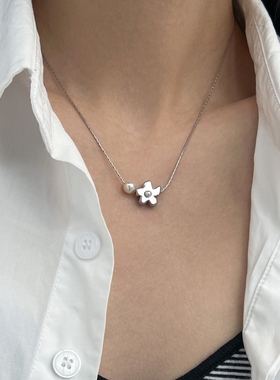 doudoustore花朵珍珠项链