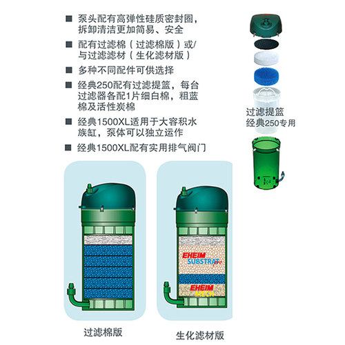 德国伊罕过滤桶250国际滤材版350前置600经典150小型EHEIM滤筒器 - 图2