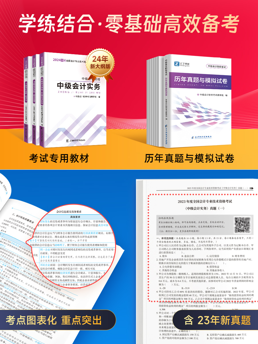 赠24年精讲班】现货之了课堂中级会计2024年教材会计实务经济法财务管理官方历年真题试卷练习题库试题中级会计师职称考试全套用书 - 图1