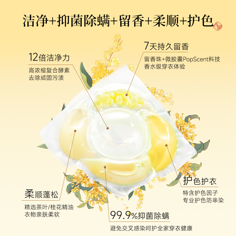 船牌洗衣凝珠持久留香护衣抑菌除螨五合一家用实惠装香氛洗衣凝珠