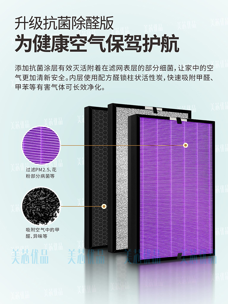 适配卫莱仕WLS-KQJHQ-001A 002A空气净化器过滤网除甲醛KQ300滤芯 - 图2