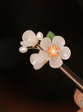 玉兰花古典木簪淡化渐变