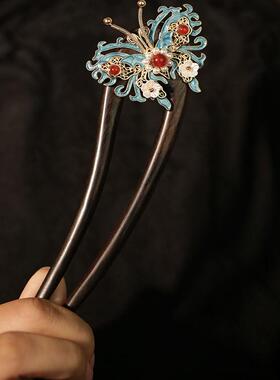 蝴蝶u型发簪新中式发饰