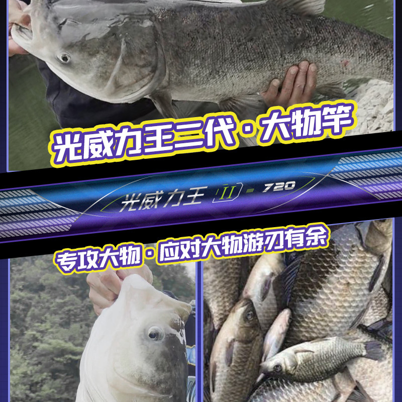 光威力王二代鱼竿手杆28调5h碳素超轻超硬大物巨物鱼竿台钓竿鲢鳙,淘宝优惠券,粉丝福利购,淘宝优惠卷