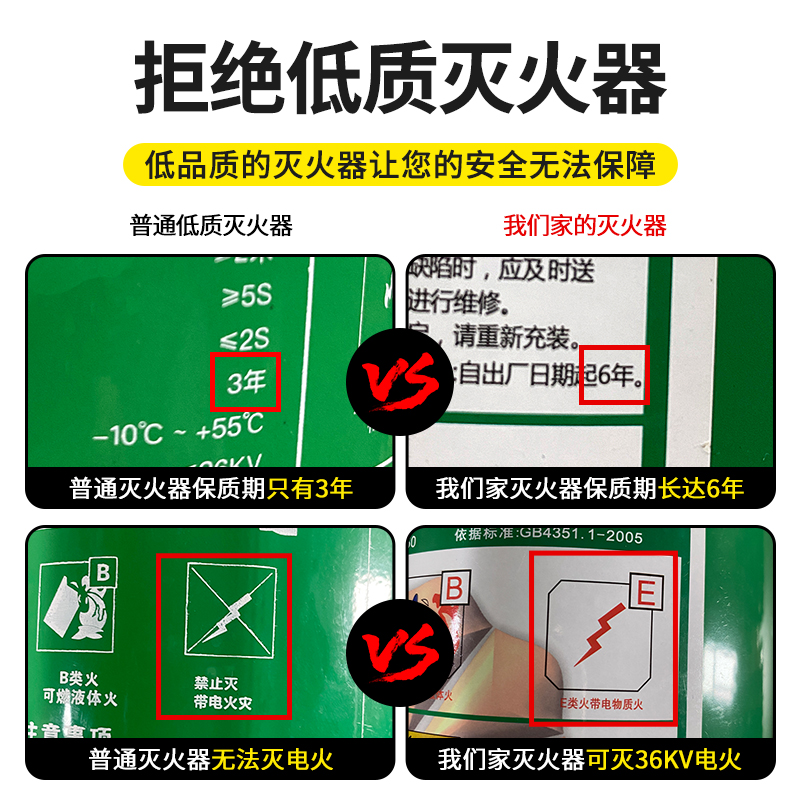 国标3升水基灭火器3L家用店用商铺用工厂年检手提式绿色消防器材 - 图1