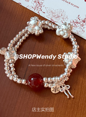 原创马年纯银凯蒂kitty手链