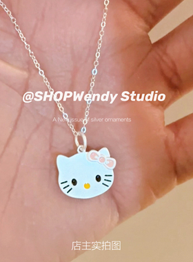 S925纯银Kitty猫少女心项链