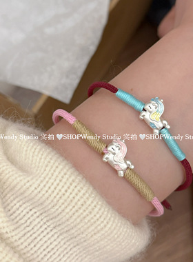 足银999本命年小马手工编绳手链