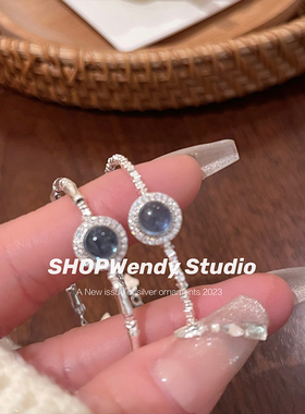 海蓝宝S925纯银碎银子竹节手链