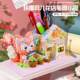 High-looking strawberry bear pen holder building block assembly toy