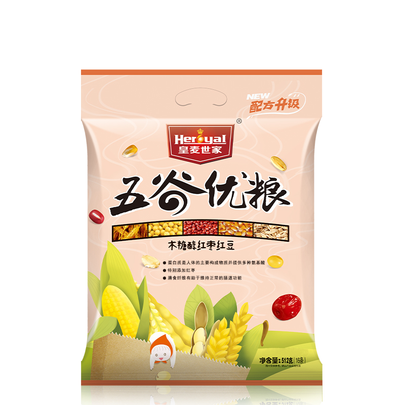 皇麦世家五谷优粮木糖醇红枣红豆五谷营养燕麦片512g即食方便早餐