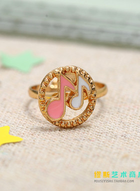 时尚风开口可调节音乐符号戒子