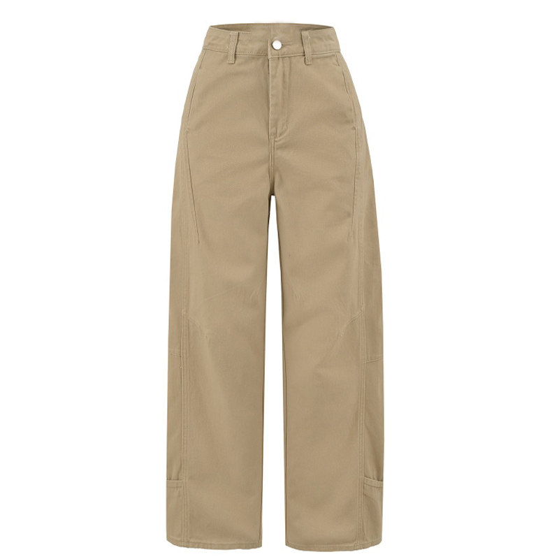 【包邮】美式复古风时尚工装裤高腰直筒裤设计感宽松显瘦百搭长裤,淘宝优惠券,粉丝福利购,淘宝优惠卷