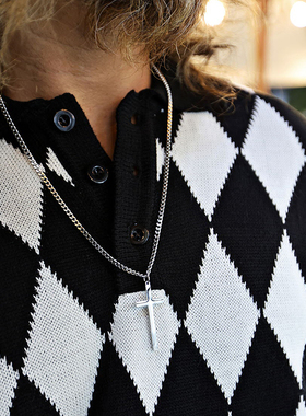 BytheR医用金属十字架男简单项链