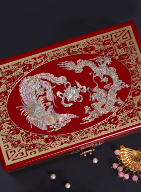 复古风螺钿掐铜丝镶嵌首饰盒礼物