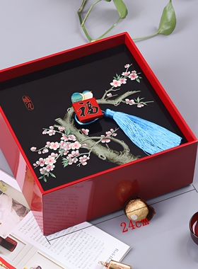 传统漆器手绘古典轻奢木质干果盒