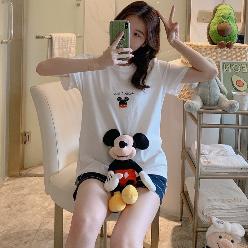 网红睡衣女夏季纯棉短袖两件套薄款可爱卡通可外穿休闲家居服套装,淘宝优惠券,粉丝福利购,淘宝优惠卷