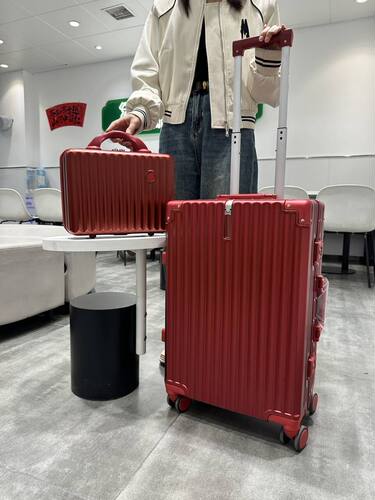 子母箱手提箱酒红色结婚陪嫁行李箱新娘彩礼拉杆箱一对20密码皮箱 - 图2