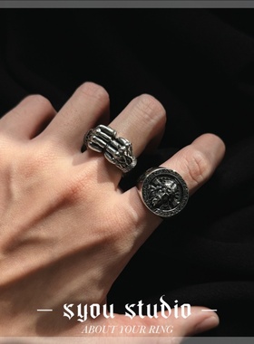 Syou复古十字架戒指潮流饰品
