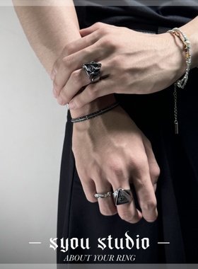 朋克小众钛钢触手上帝之眼戒指