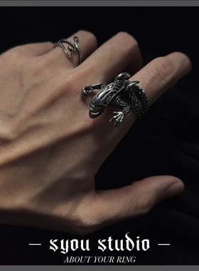 Syou中性钛钢朋克摇滚小众戒指