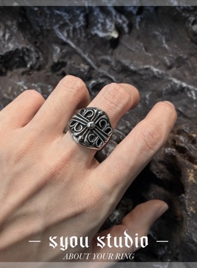 鸢尾花CH十字戒指男女款