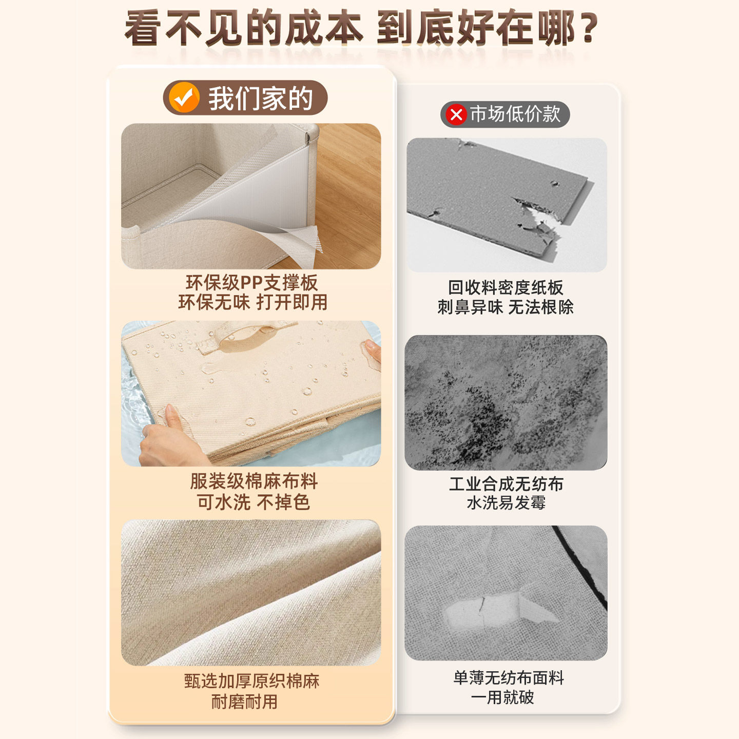 衣服收纳盒家用衣柜分层神器衣物裤子毛衣整理盒布艺可折叠储物筐,淘宝优惠券,粉丝福利购,淘宝优惠卷