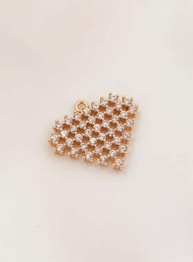 满锆几何桃心吊坠爱心吊饰