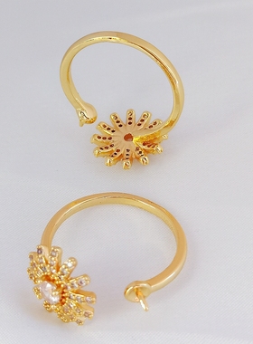 diy包金镶锆石半成品戒指