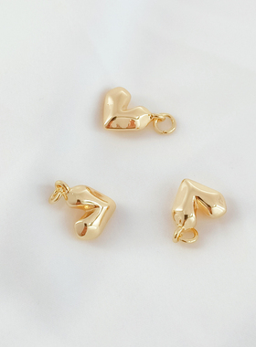 14K保色亮面吊球异形桃心吊坠