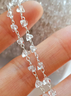 铜包银保色配件切角锆石小桃心链条爱心链子手工DIY饰品配饰材料