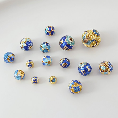 强保色18K景泰蓝西瓜隔珠散珠子diy烧蓝配件手工串珠手链首饰配件 - 图3