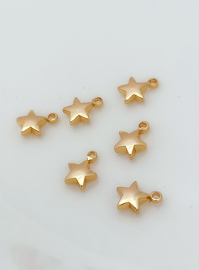 铜镀金五角星吊坠项链挂件DIY