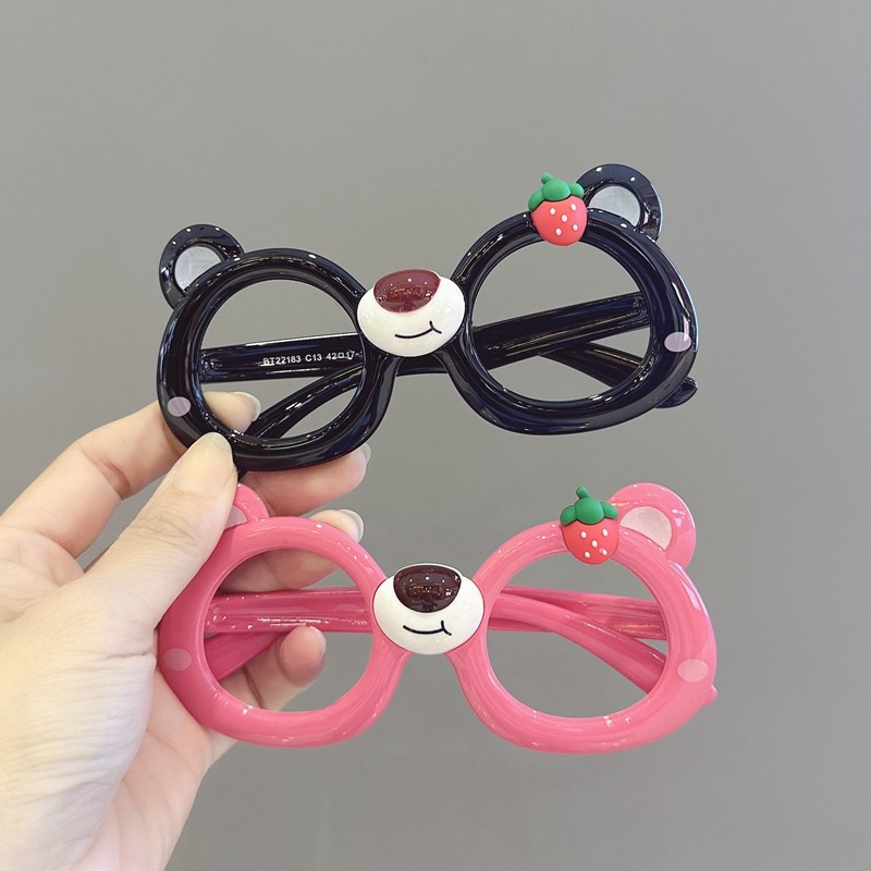 儿童眼镜框女童可爱草莓熊眼镜架宝宝卡通小熊硅胶软腿玩具眼镜潮,淘宝优惠券,粉丝福利购,淘宝优惠卷