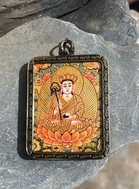 手绘唐卡小唐卡吊坠嘎乌盒设计感毛衣链春夏项链饰品西藏拉萨