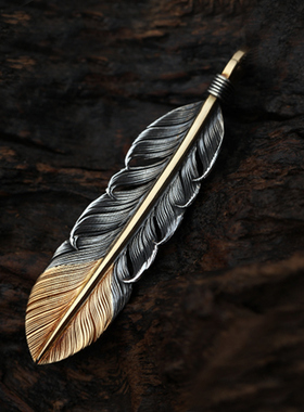 灵作银饰18K金999银个性精致羽毛